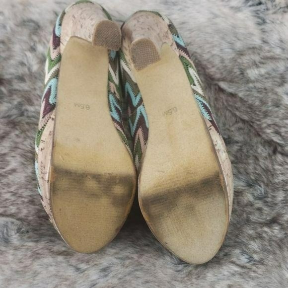 Diba Girls Chevron Print High Heel Cork Heels Size 6.5 Medium - Picture 7 of 8